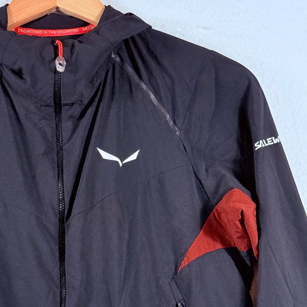Salewa Windbreaker Jacket Womens Small Black Hooded Full Zip Gorpcore Hiking - Picture 2 of 8